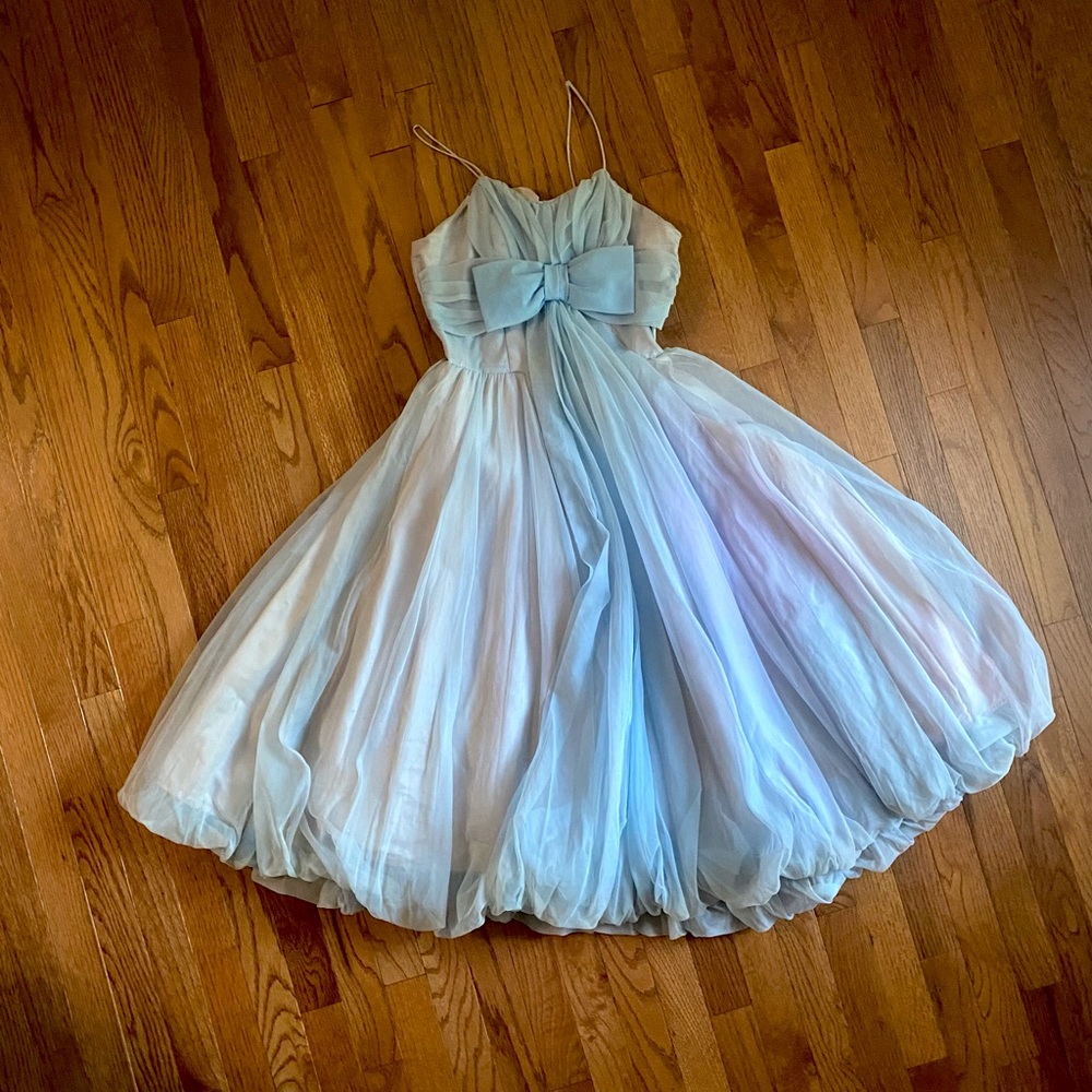 Handmade Blue Chiffon 60’s Prom Dress Size XS